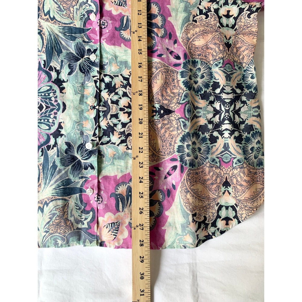 Chicos No-Iron Linen Floral Roll-Tab Shirt 3 (XL 16/18) NWOT Resort Pastel Top - Picture 16 of 16
